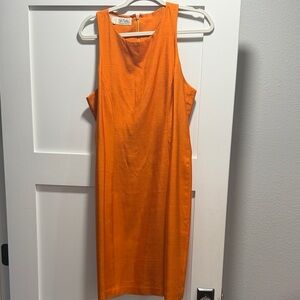 Bob Mackie Bold Orange Sleeveless Midi Dress